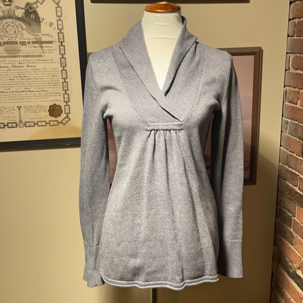Eddie Bauer small gray pullover shawl neck sweater